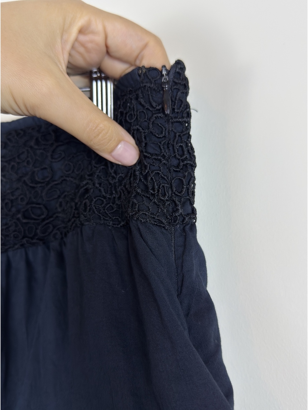 Connection 18 Vintage Y2K Black Tiered Ruffle Maxi Skirt Lace Waist XL Boho - Picture 6 of 10